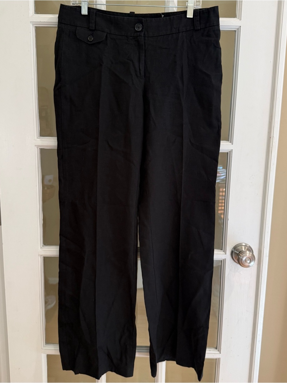 LOFT Modern Marisa 100 Linen Trouser Pants Black Size 8